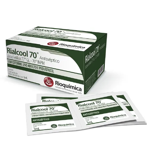 Gaze Embebida Em Alcool 70% Etil.77 Com 120 Unidades - Rioquimica