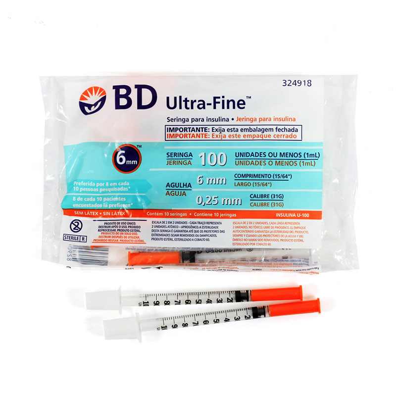 Seringa para Insulina 1ml 6mm x 0,25mm 31g c/10 unidades